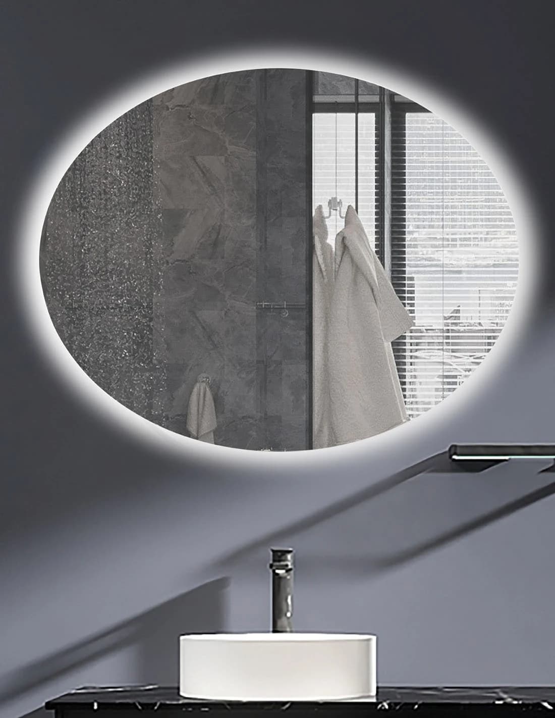 Espejo de baño con luz LED Oval Ledimex