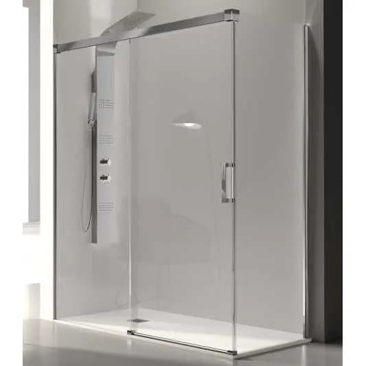 Mampara frontal fijo con puerta corredera GLASÉ de Kassandra (lateral opcional)