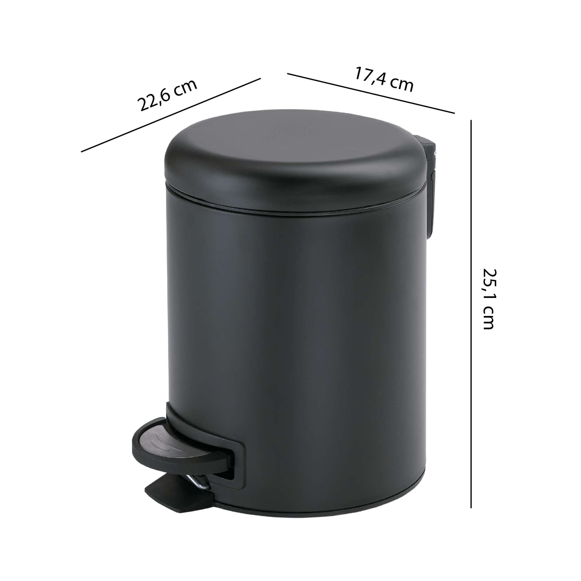 PAPELERA 3 lt POTTY NEGRO MATE
