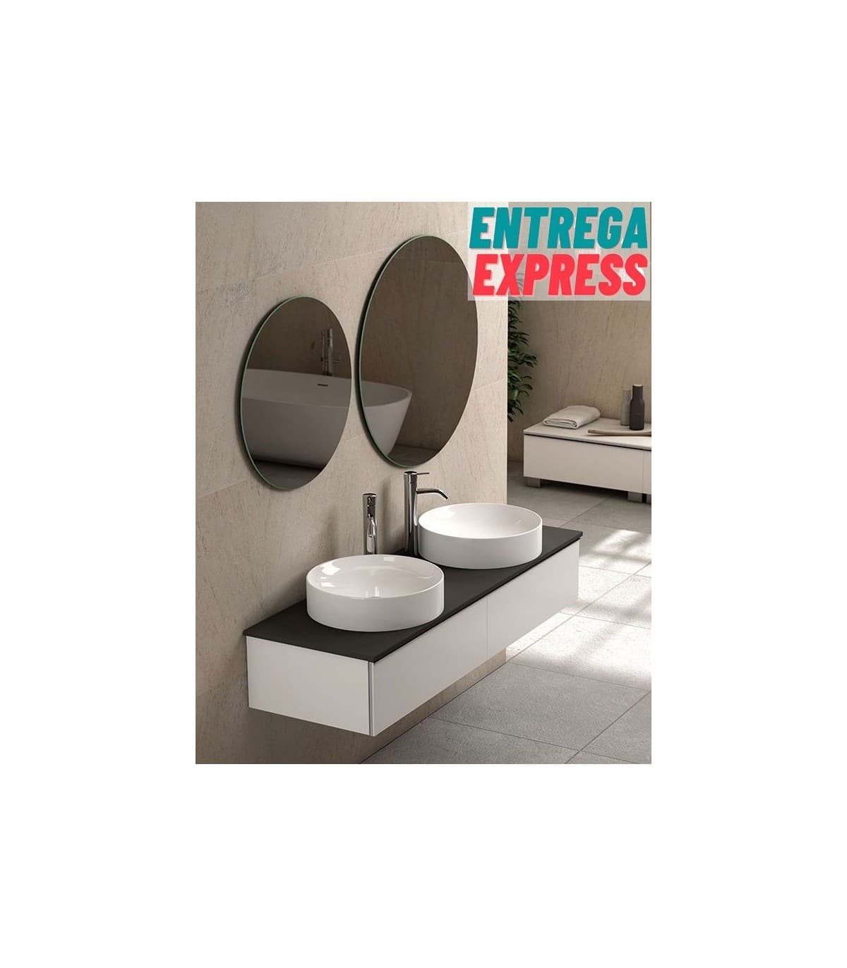 Espejo de baño rectangular B-908 redondo