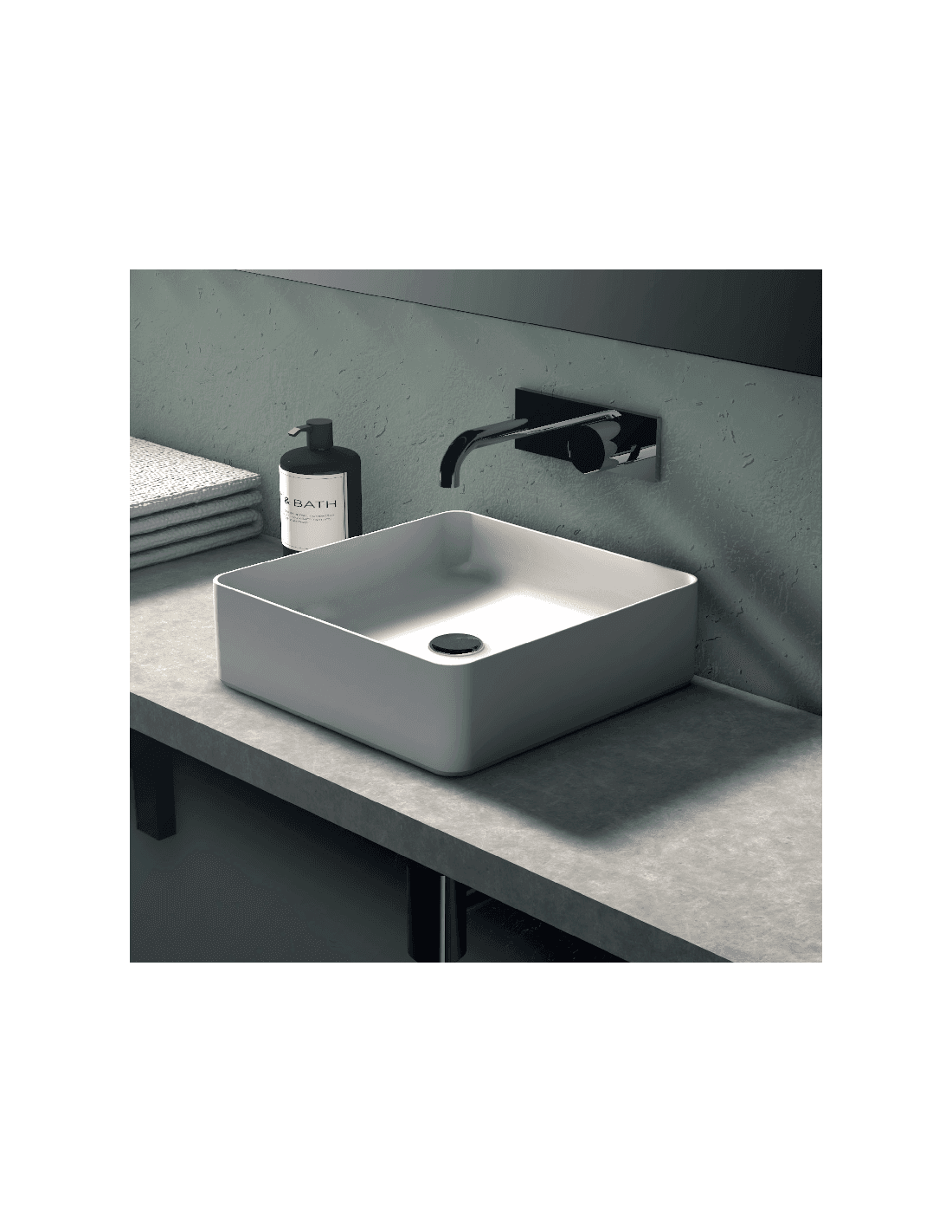 Lavabo de cerámica sobre encimera Satet Blanco Mate Sin Rebosadero 36.5 x 36.5 cm
