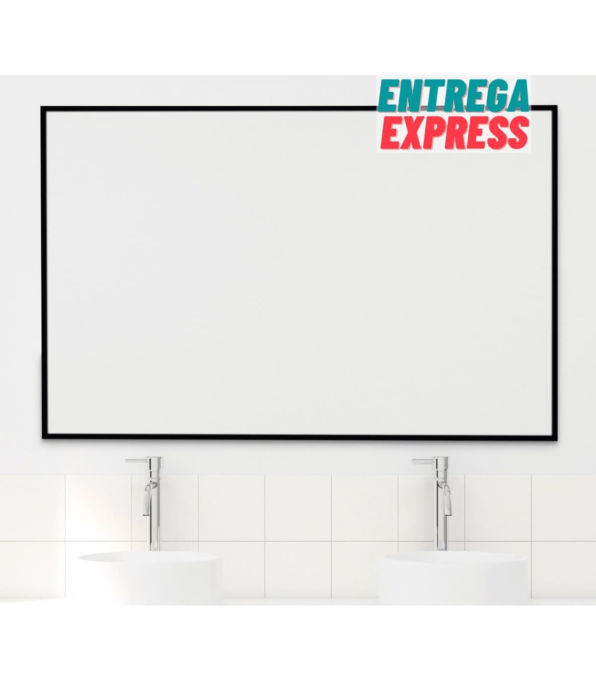 Espejo de baño rectangular marco aluminio negro B-942 reversible