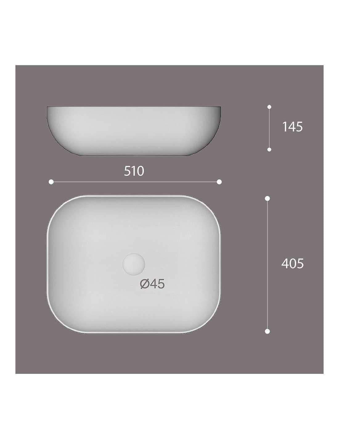 Lavabo Porcelana Beira Blanco Brillo Sin Rebosadero 51x40.5 cm