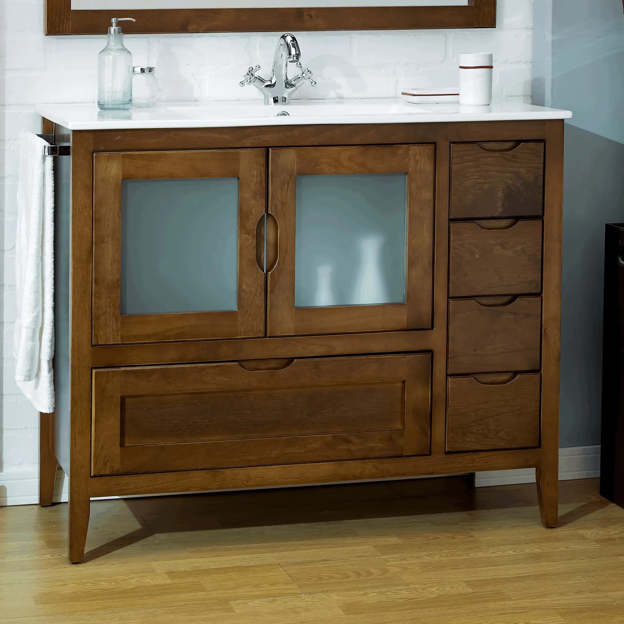 Mueble baño con patas rústico mod. Leon 100 cm