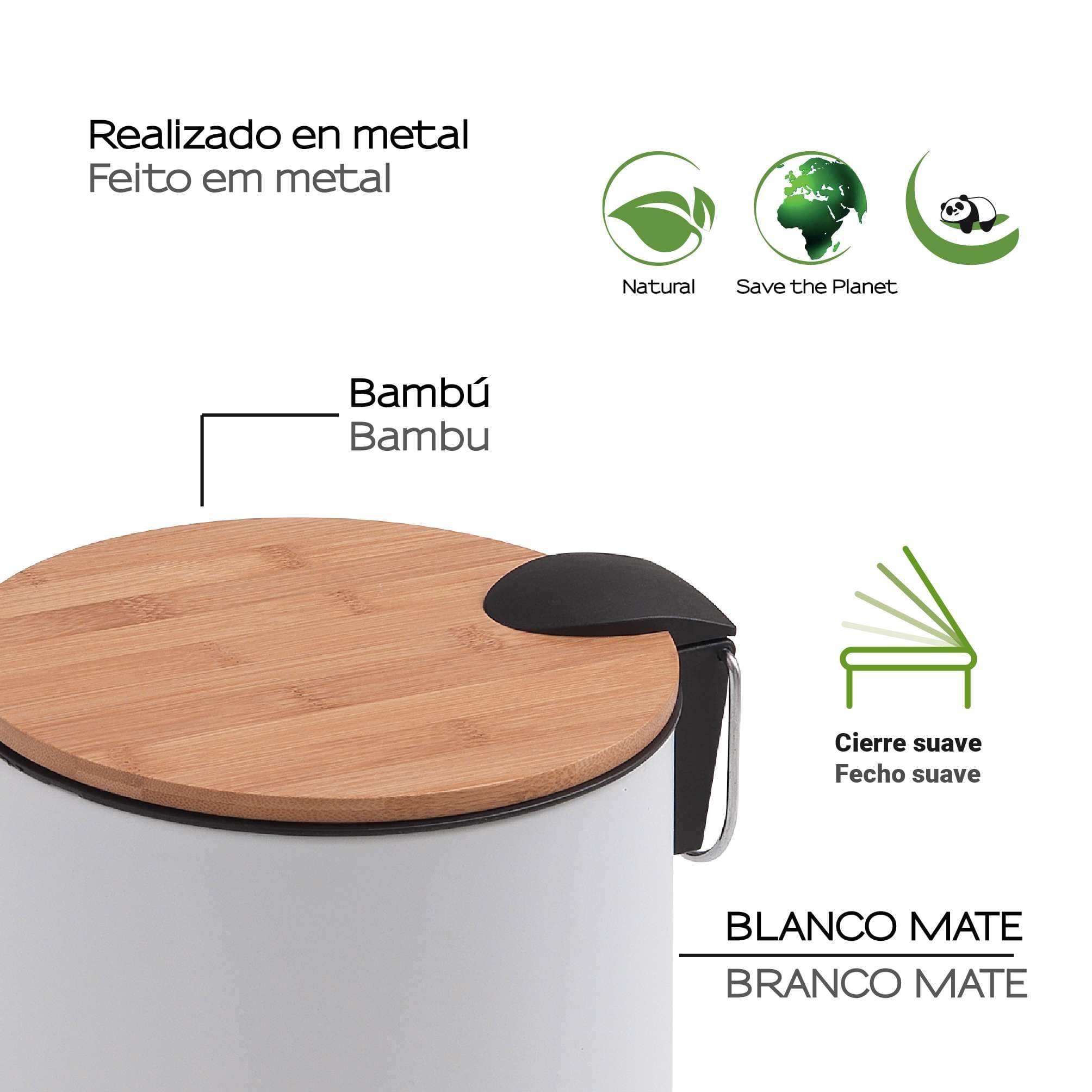 PAPELERA KENTA 5 lt NATURAL-BLANCO MATE