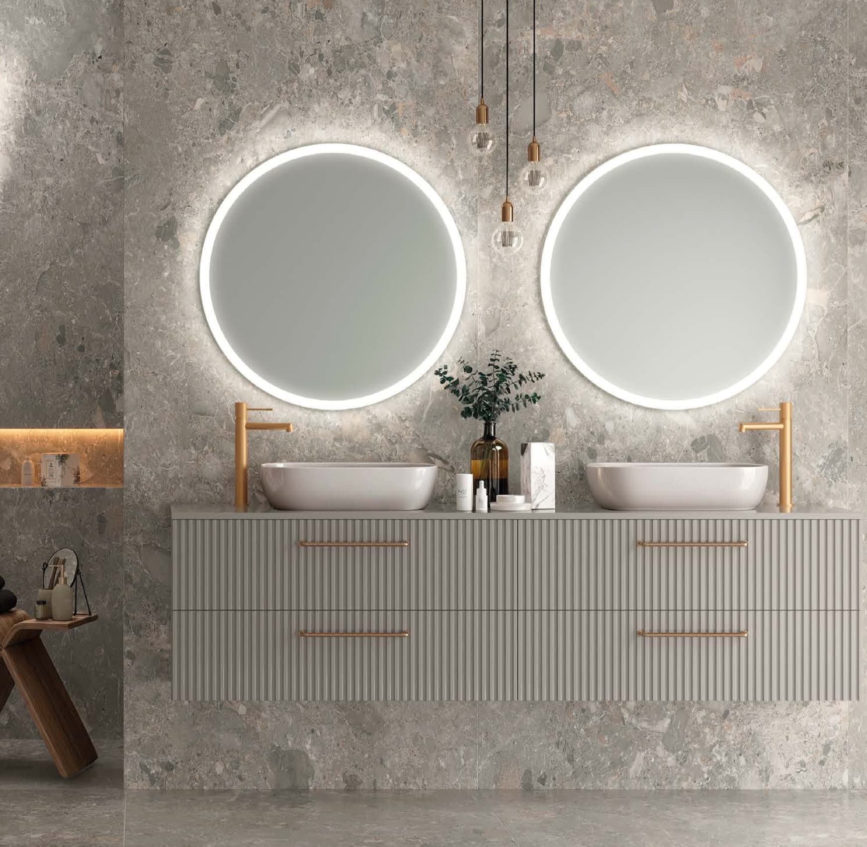 Espejo de baño con luz LED Bélgica redondo