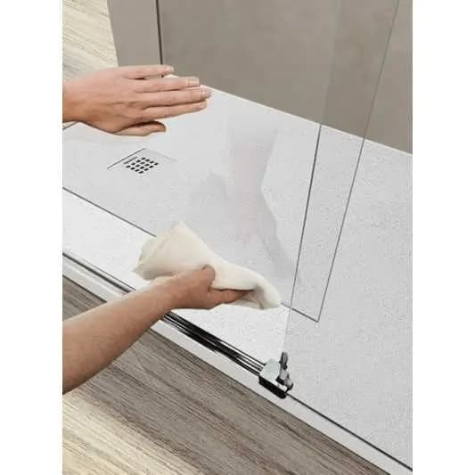 Mampara frontal fijo con puerta corredera 400 de Kassandra (lateral opcional)