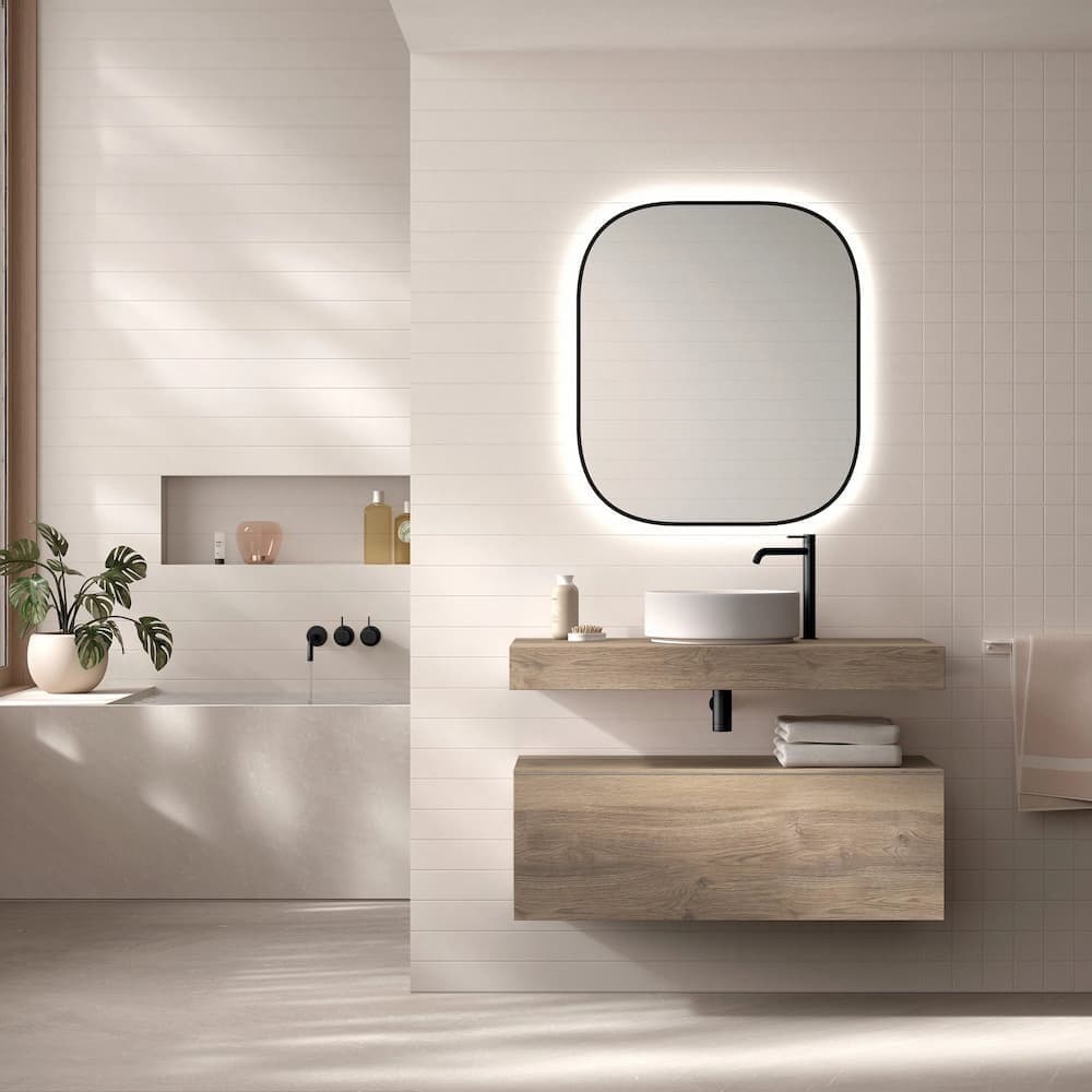 Encimera de baño de 10 cm de altura con cajonera op. Nomad Visobath 60-80-100-120 Solid Surface