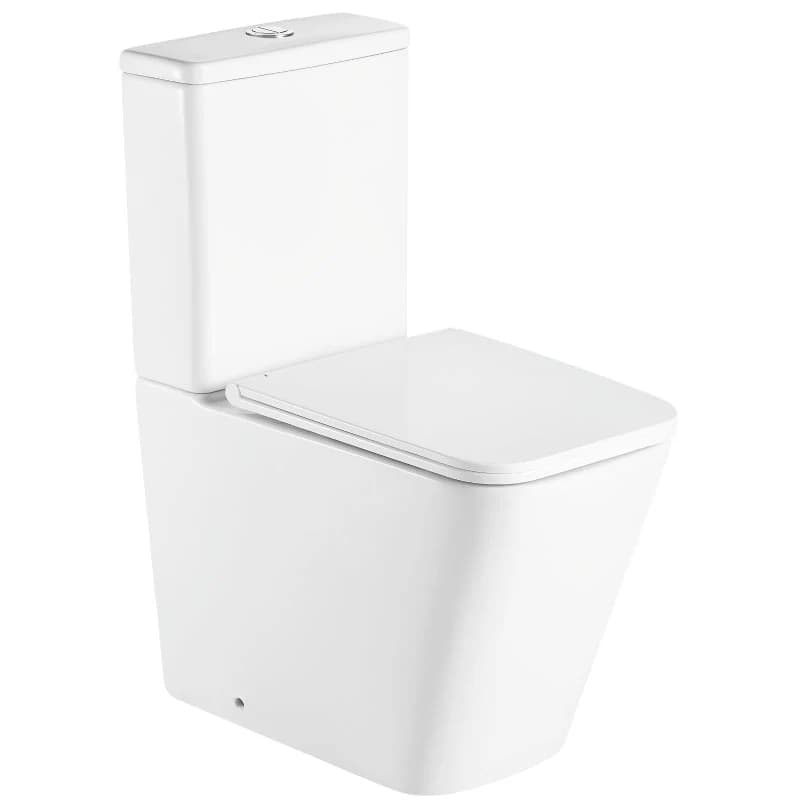 Inodoro PMR rimless de entrada inferior con salida dual y tapa de cierre amortiguado PISA Aquore