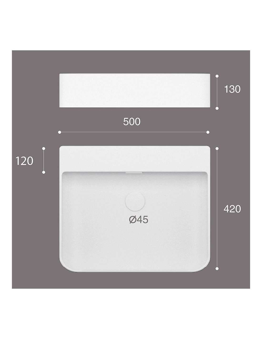 Lavabo Porcelana Sil Blanco Brillo Con Rebosadero 50x42 cm