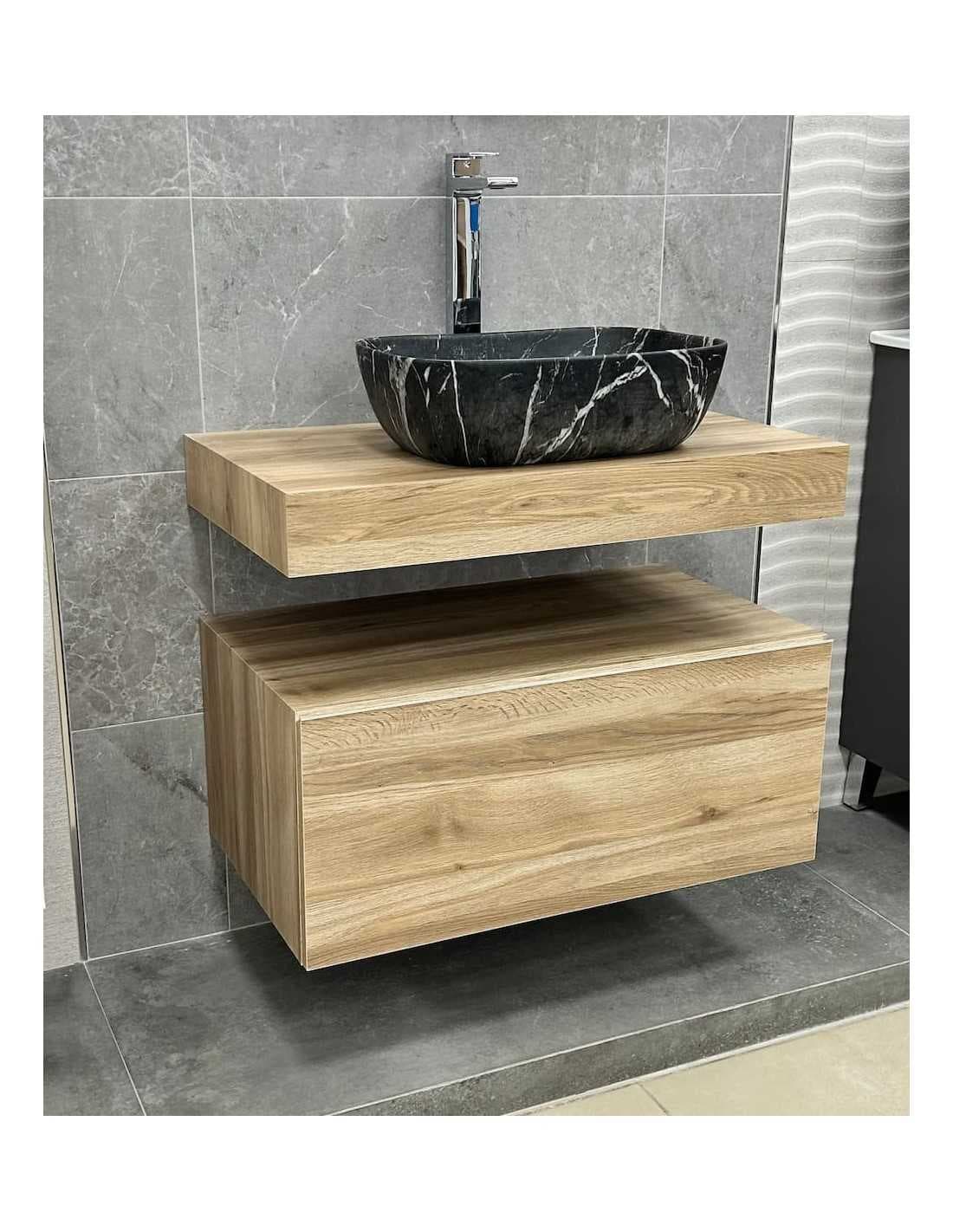 Encimera de baño de 10 cm de altura con cajonera op. Nomad Visobath 60-80-100-120 Laminada