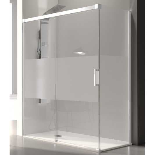 Mampara frontal fijo con puerta corredera GLASÉ de Kassandra (lateral opcional)