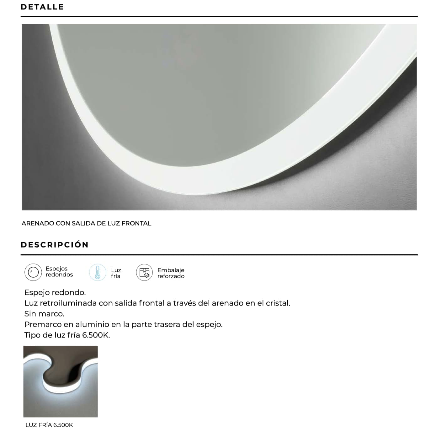 Espejo de baño con luz LED Bélgica redondo