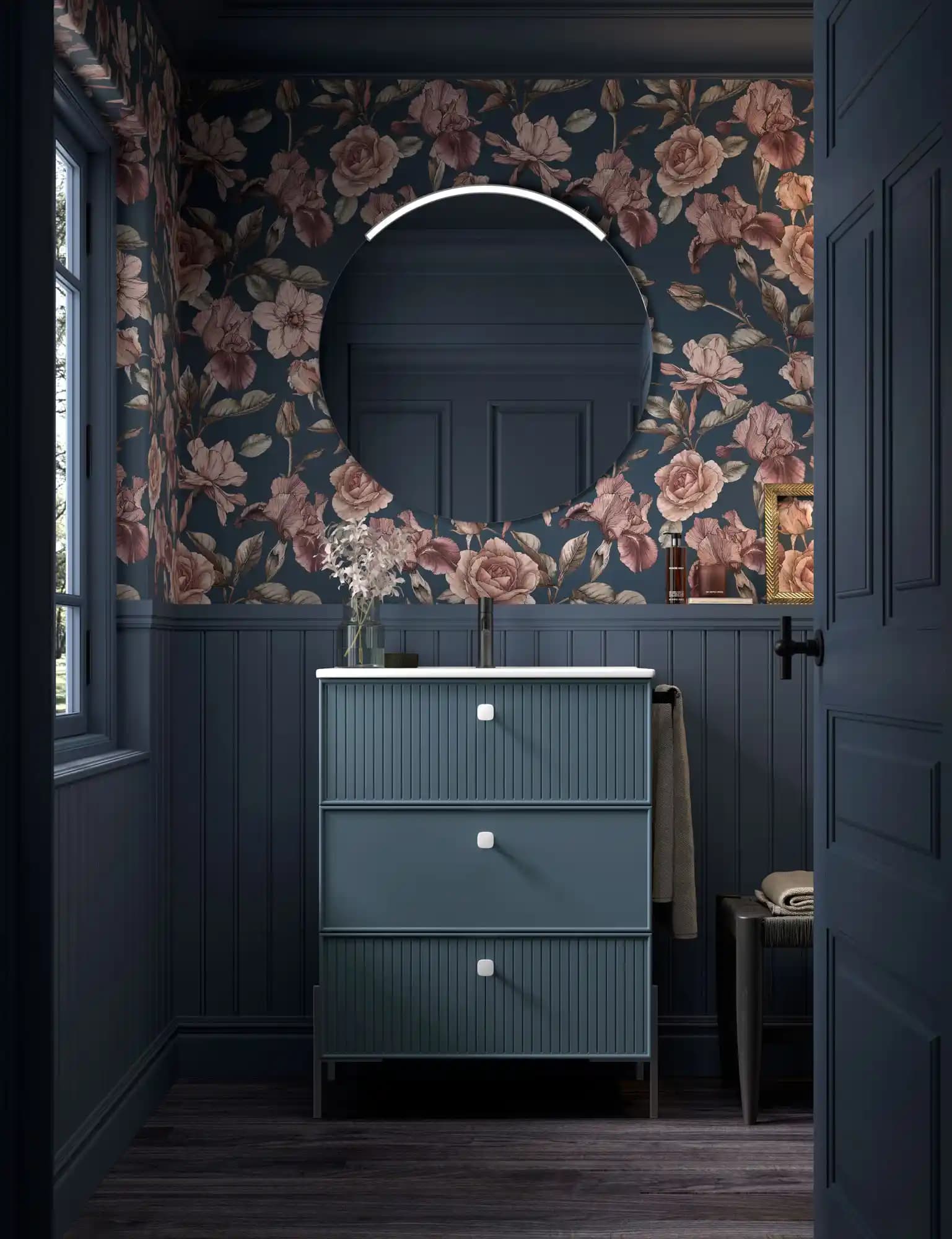 Mueble baño con patas Blanca de Avila Dos con Opción de Tres o Seis Cajones