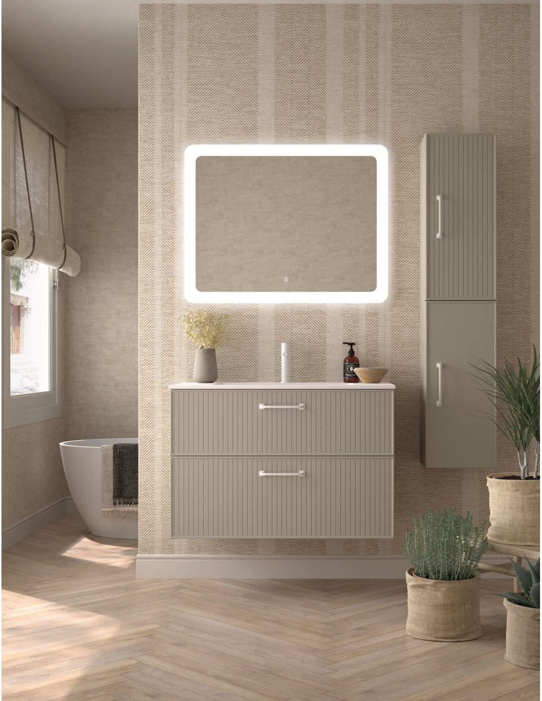 Mueble baño suspendido Blanca de Avila Dos con Opción de Dos o Cuatro Cajones