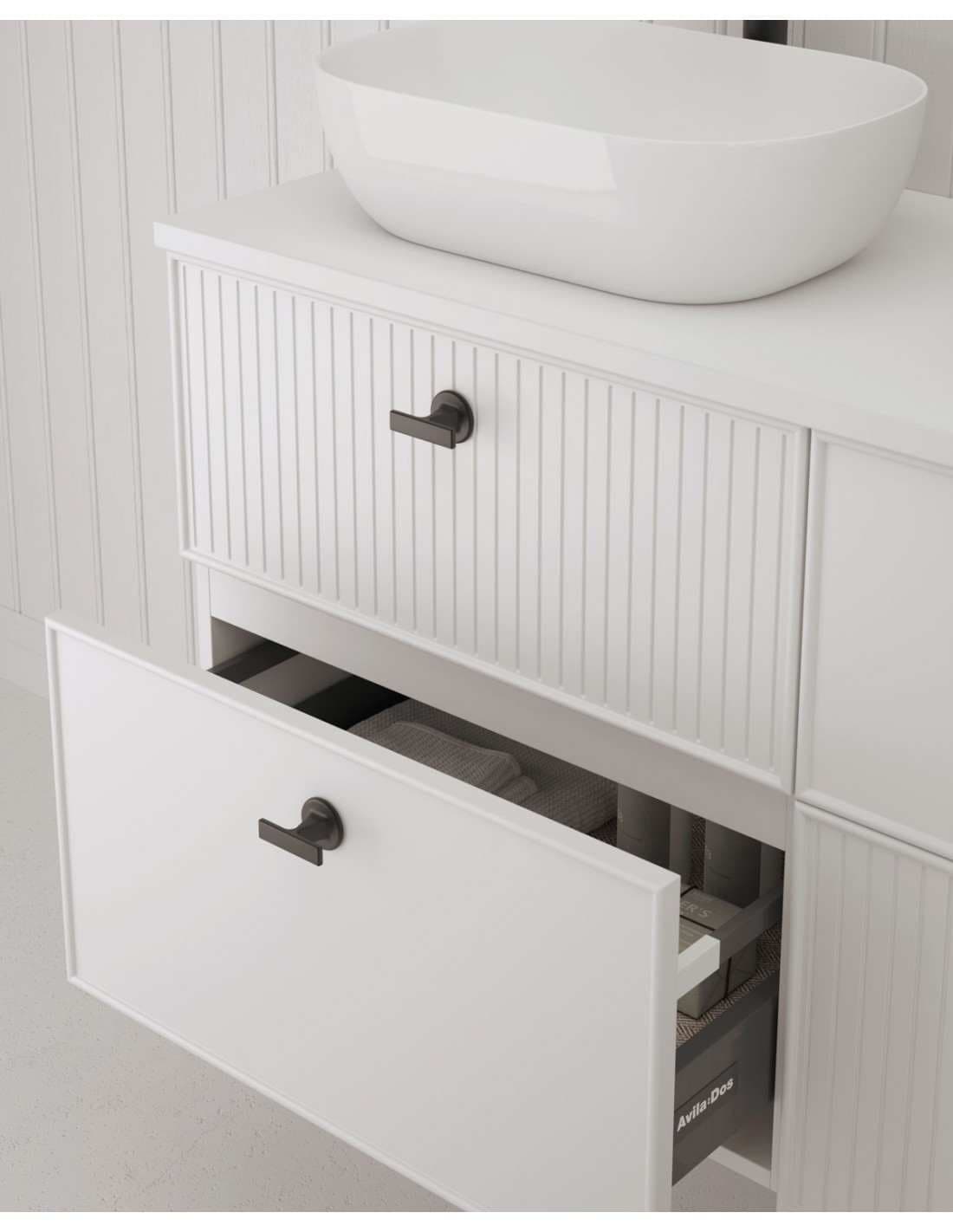 Mueble baño suspendido Blanca de Avila Dos con Opción de Dos o Cuatro Cajones