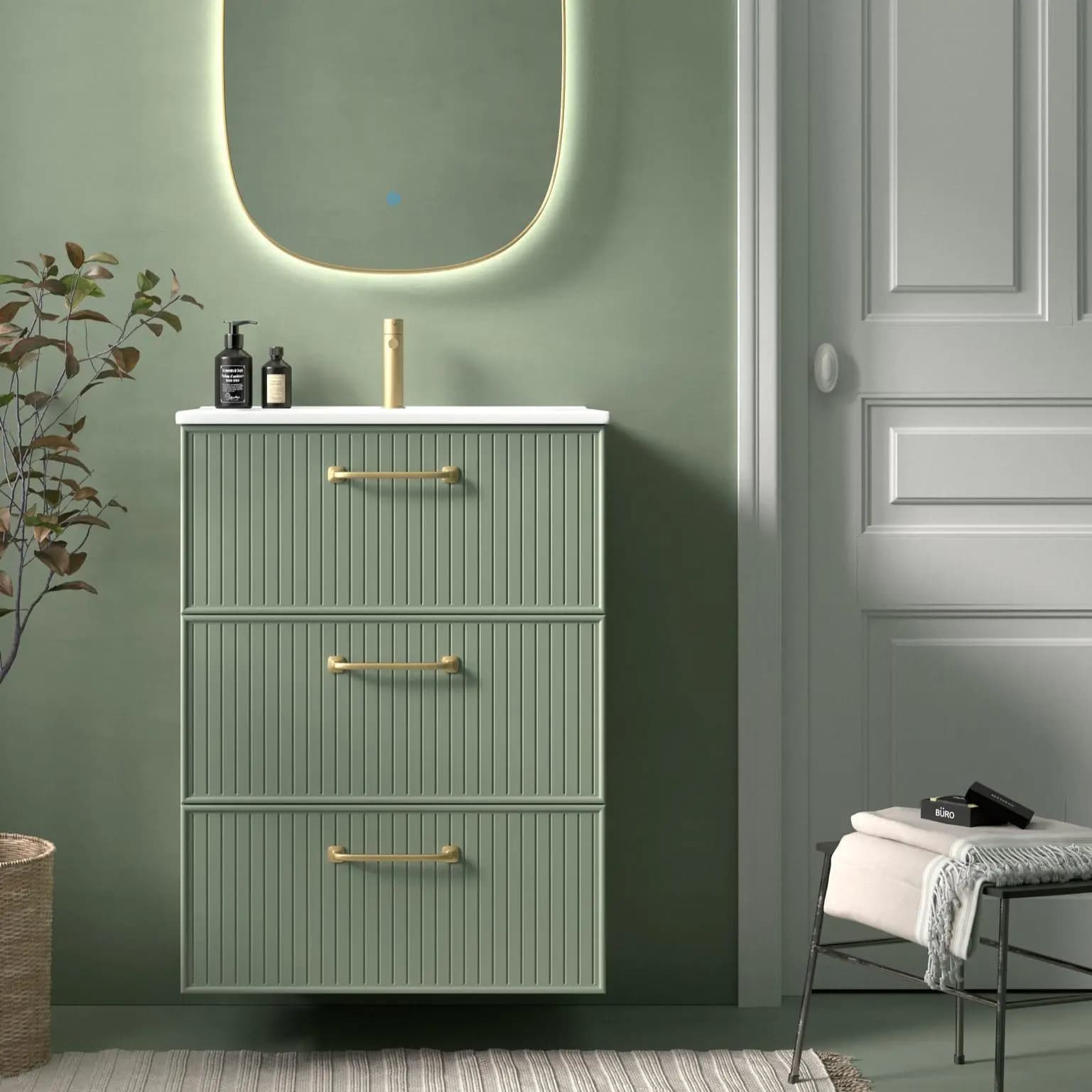 Mueble baño con patas Blanca de Avila Dos con Opción de Tres o Seis Cajones